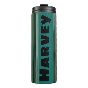 Personalized Turquoise Stripe Thermal Tumbler