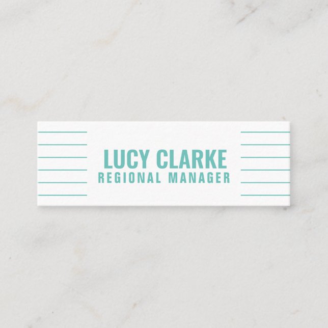 Personalized "Turquoise Strips" Social Media Mini Business Card (Front)