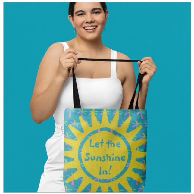 Personalized Turquoise Sunshine Palm Trees  Crossbody Bag (Is sunshine your therapy?)