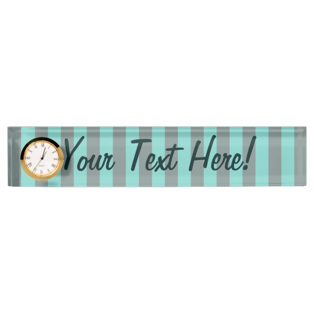 Personalized Turquoise Vertical Stripes Customize Nameplate (Front)