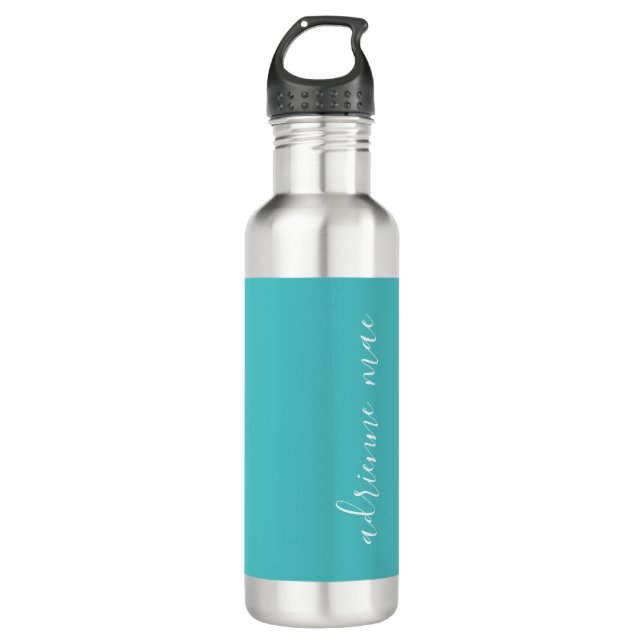 Personalized Turquoise & White 710 Ml Water Bottle (Front)