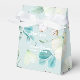 Personalized Turquoise White Floral  Wedding   Favor Box