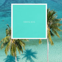 Personalized Turquoise White Text Shower