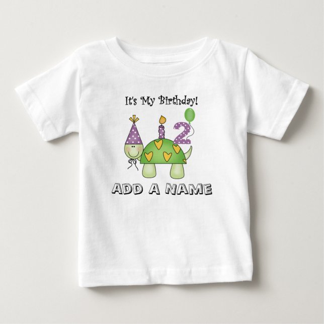 Personalized Turtle 2nd Birthday Tshirt (Front)