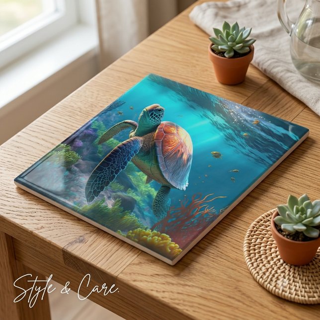 Personalized Turtle Image Classic Ceramic Art Tile (Personalized Turtle Image Classic Ceramic Art Tile)