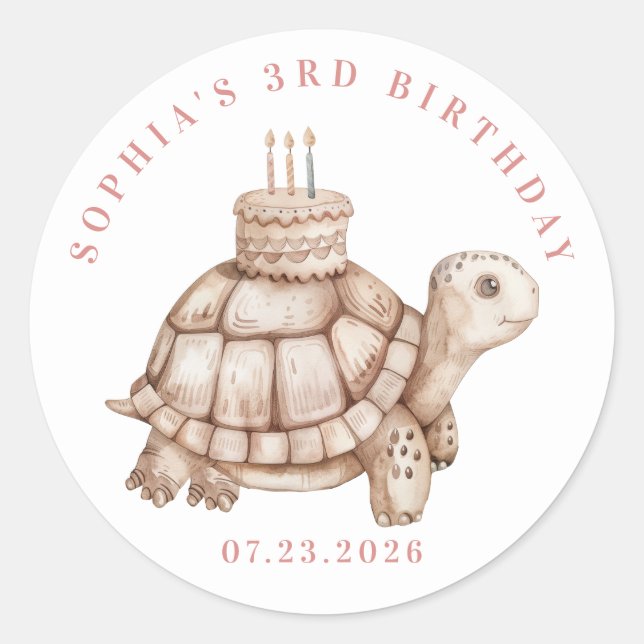 Personalized Turtle Round Stickers (Front)