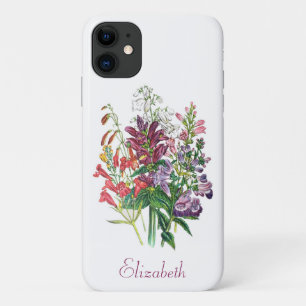 Personalized Turtlehead and Beardtongue Flowers iPhone 11 Case