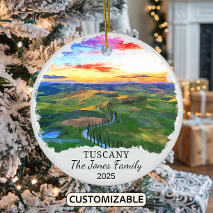 Personalized Tuscany Ornament, Italy Gift Ceramic Ornament