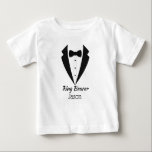 Personalized Tux Ring Bearer Baby T-Shirt<br><div class="desc">Cute personalized t shirt for your weddings most important attendant,  your ring bearer.  The design is a tux with the words ring bearer and his name. Funny way to dress up kids who want no part of a tux or suit.</div>