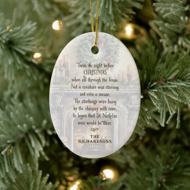 Personalized Twas the Night Before Christmas Ceramic Ornament (Tree)