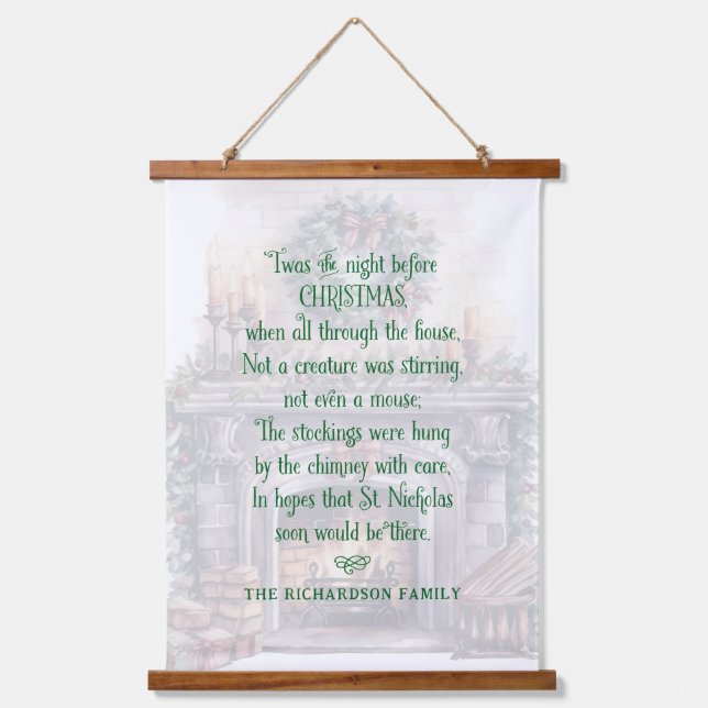 Personalized Twas the Night Before Christmas Poem Hanging Tapestry (Front)