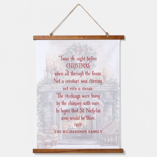 Personalized Twas the Night Before Christmas Poem Hanging Tapestry (Front)
