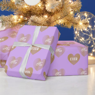 Personalized Twice Golden Hearts, Pale Violet Wrapping Paper