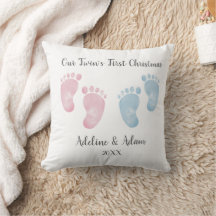 Personalized Twin Baby Footprint Pillow