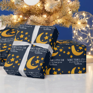 Personalized Twinkle Little Star Moon & Stars Wrapping Paper