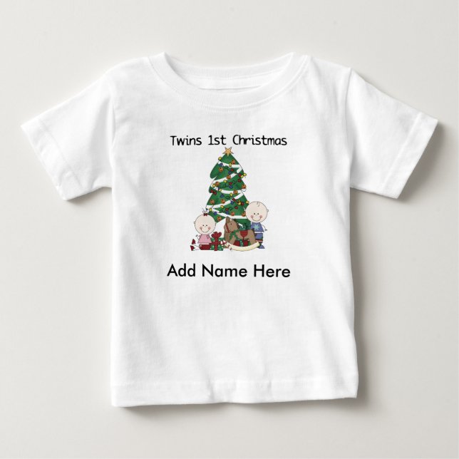 Personalized Twins 1st Christmas Tshirt (Front)