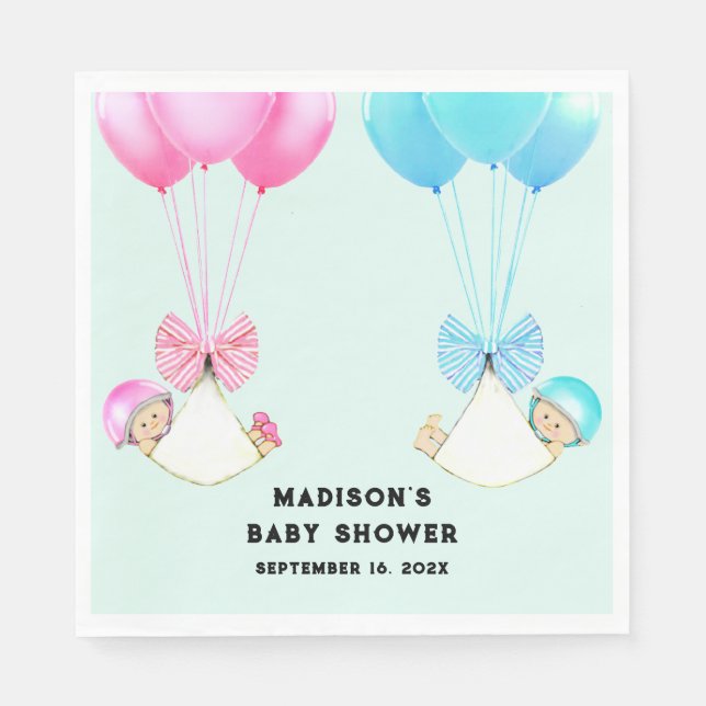 Personalized Twins Baby Shower Napkin (Front)