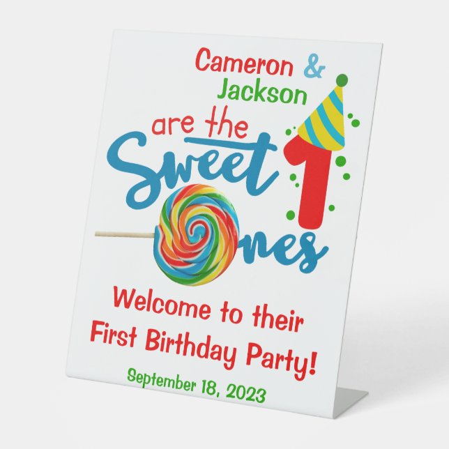 Personalized Twins First Birthday Welcome Sign (Front)