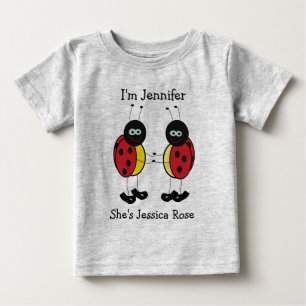 Personalized Twins Ladybug Friends Baby T-Shirt