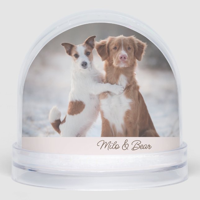 Personalized two dogs photo two names snowglobe (Front)