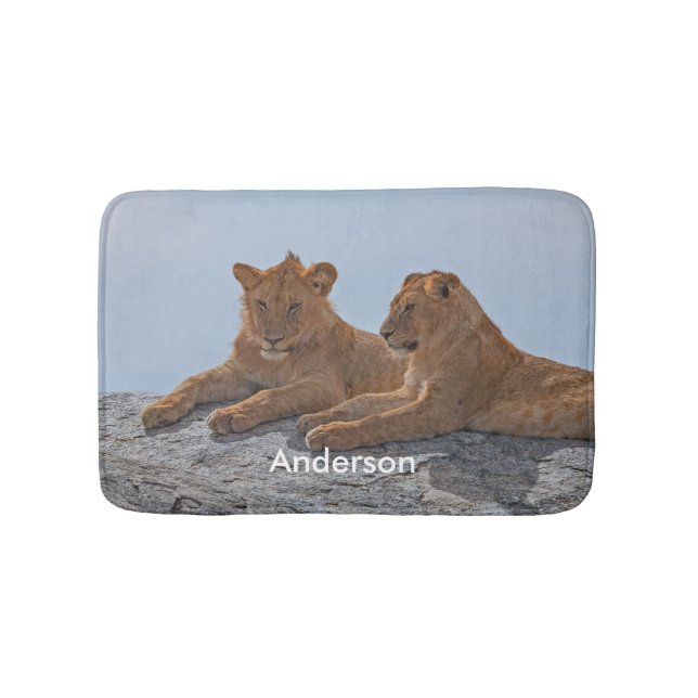 Personalized Two Lion Bath Mat (Front)