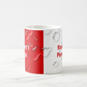 Personalized Two Name Fun Red White Water Drops Coffee Mug