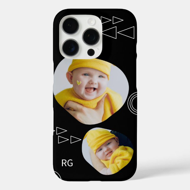 Personalized Two Photo Abstract Case-Mate iPhone Case (Back)