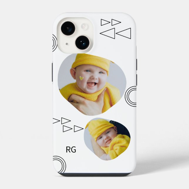 Personalized Two Photo Abstract iPhone Case (Back)