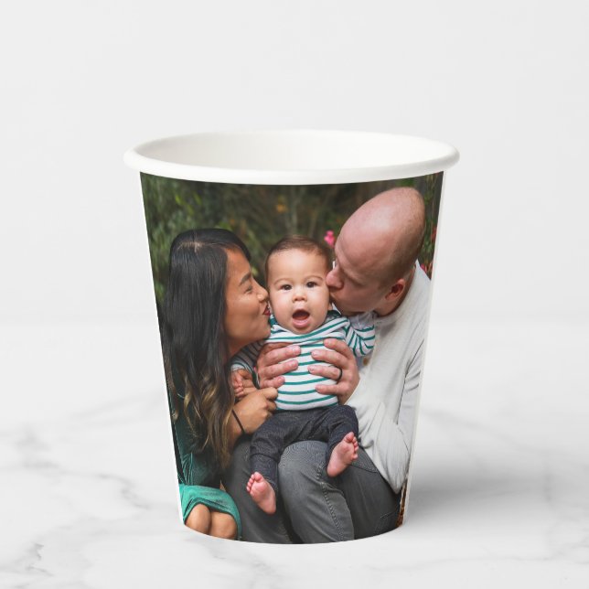 Personalized Two Photo Double Sided Family Paper Cups (Front)
