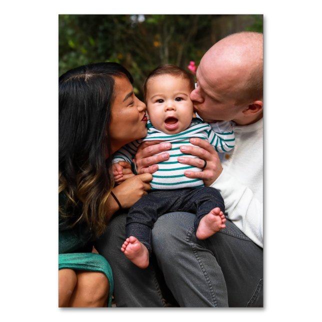 Personalized Two Photo Double Sided Family Table Number (Front)