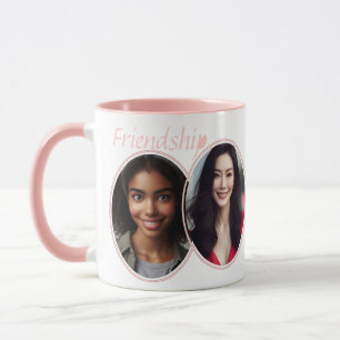 Personalized Two-Photo "Friendship, defined!" Pink Mug