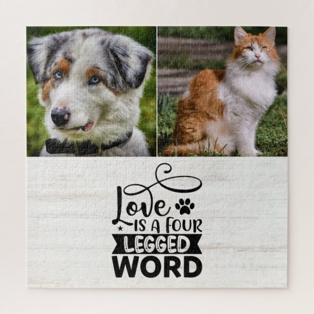 Personalized Two Photo Pet Jigsaw Puzzle (Vertical)