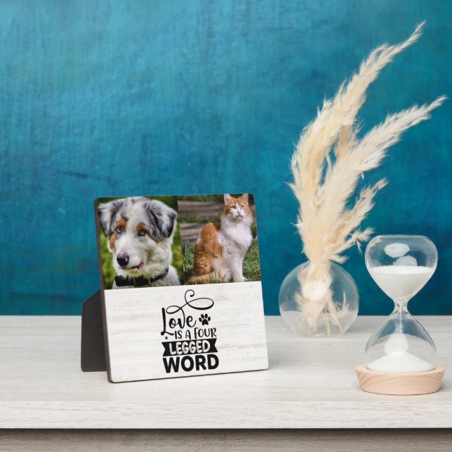 Personalized Two Photo Pet Tabletop Plaque (Insitu)