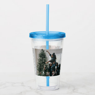 Personalized Two Sided Family Christmas Photo  Acrylic Tumbler