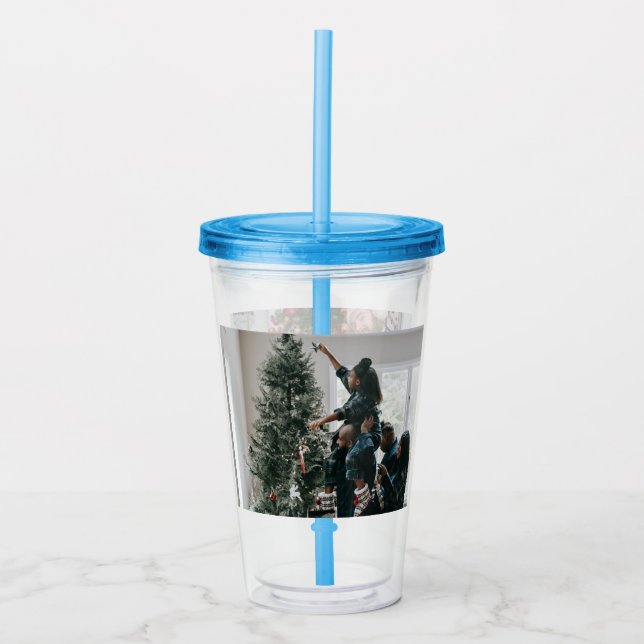Personalized Two Sided Family Christmas Photo  Acrylic Tumbler (Front)