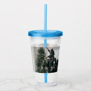 Personalized Two Sided Family Christmas Photo  Acrylic Tumbler