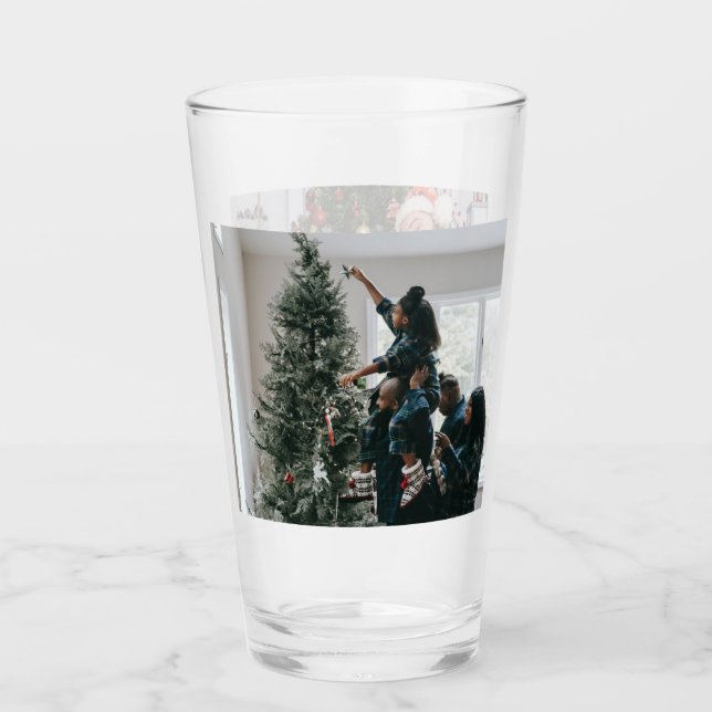Personalized Two Sided Family Christmas Photo  Glass (Front)