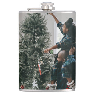 Personalized Two Sided Family Christmas Photo  Hip Flask