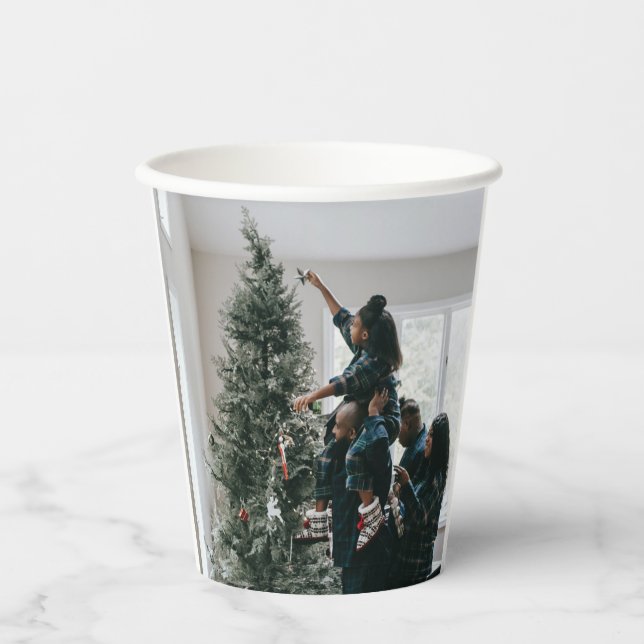 Personalized Two Sided Family Christmas Photo  Paper Cups (Front)