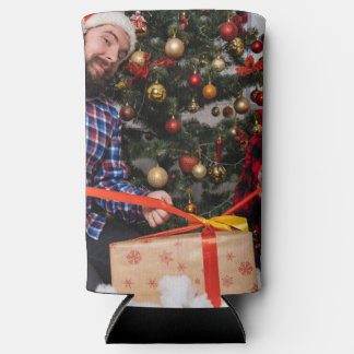 Personalized Two Sided Family Christmas Photo  Seltzer Can Cooler