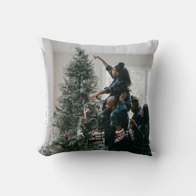 Personalized Two Sided Family Christmas Photo  Throw Pillow (Front)