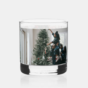 Personalized Two Sided Family Christmas Photo  Whiskey Glass