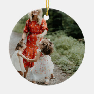 Personalized Two Sided Family Photo Ceramic Ornament