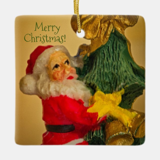 Personalized Two Sided Santa Christmas Ornament (Front)