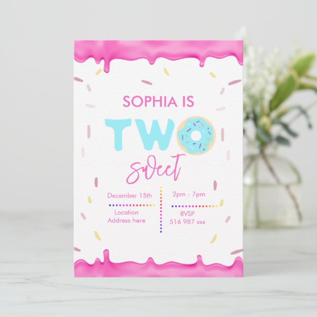Personalized two sweet birthday invitation (Standing Front)