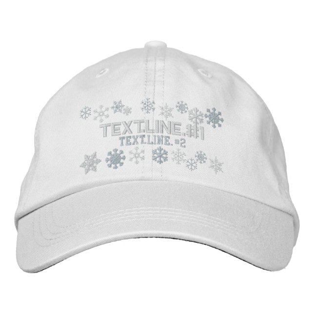 Personalized Two Text Lines Snowflakes Winter Embroidered Hat (Front)