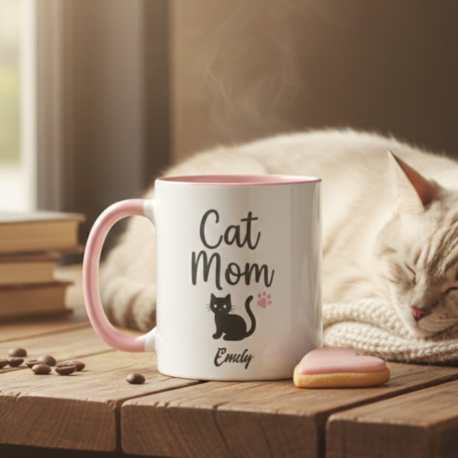 Personalized Two-Tone Cat Mom Mug (Créateur téléchargé)