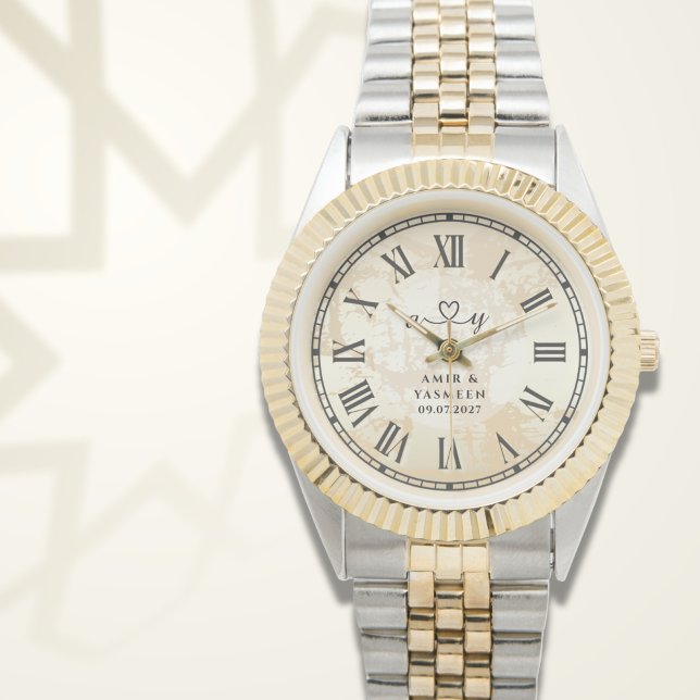 Personalized Two-Tone Couple’s Heartline Watch (Creator Uploaded)