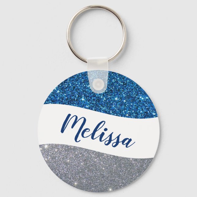 Personalized two tone glitter keychain (Front)
