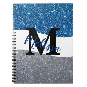 Personalized two tone glitter notebook